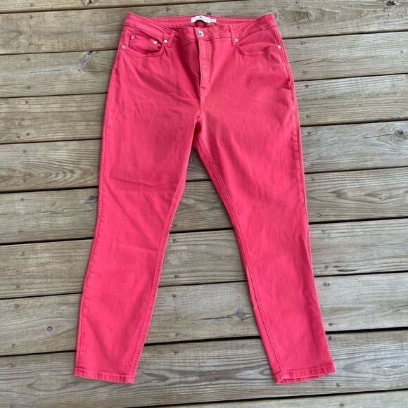 Vineyard Vines High Rise Skinny Jeans Coral Red Size 34 - Picture 1 of 5